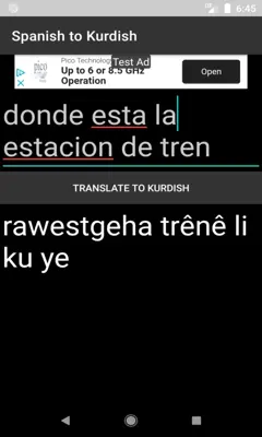 Spanish to Kurdish Translator android App screenshot 0